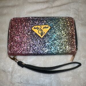 Baby Phat Rainbow Glitter Zip Around Wallet